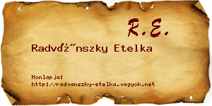 Radvánszky Etelka névjegykártya